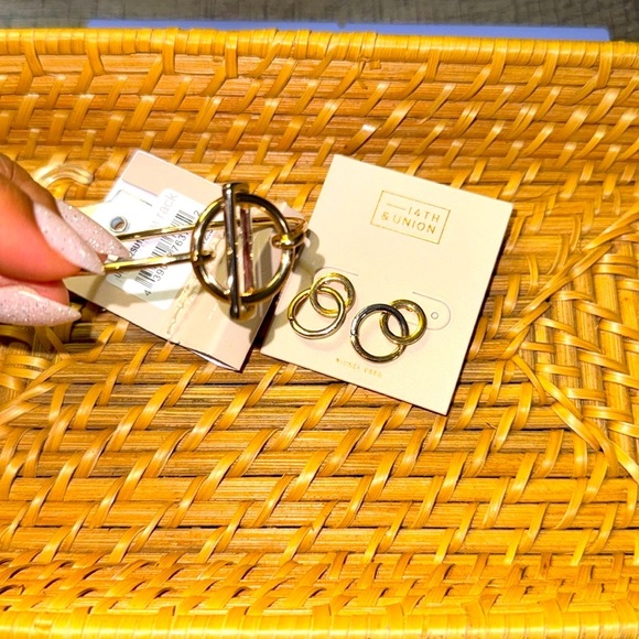 2 ITEM BUNDLE! 14th & Union Mixed Metal earrings and bracelet! - Picture 1 of 2